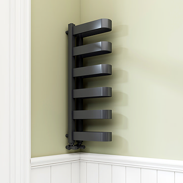 Milan Anthracite U-Shaped Heated Towel Rail - 850 x 300mm  Profile Large Image