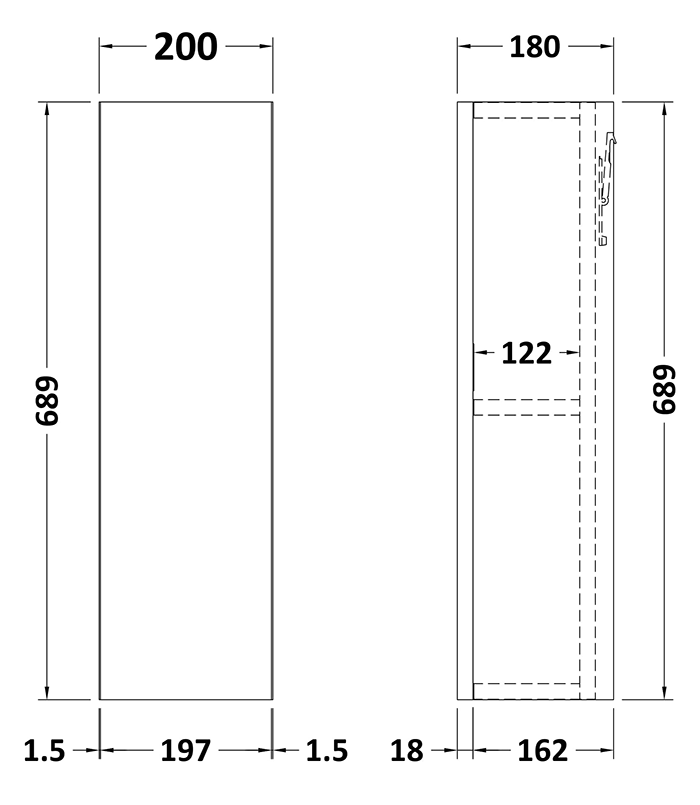 Milan Aura 200mm Wall Cabinet - Autumn Oak