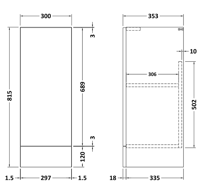 Milan Aura 300mm Single Door Base Unit - Soft Black