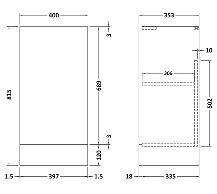 Milan Aura 400mm Single Door Base Unit - Soft Black