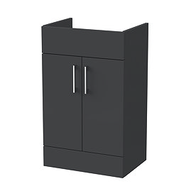 Milan Aura 500mm Soft Black 2-Door Floor Standing Vanity Unit