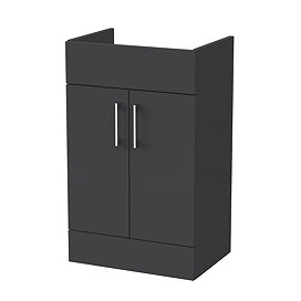 Milan Aura 500mm Soft Black 2-Door Floor Standing Vanity Unit