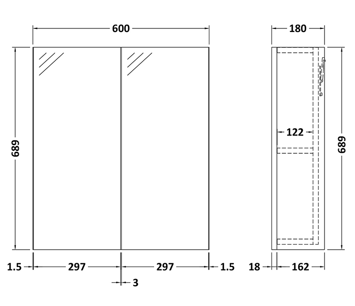 Milan Aura 600mm Mirror Cabinet - Autumn Oak