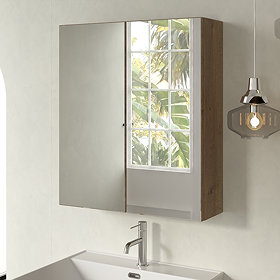 Milan Aura 600mm Mirror Cabinet - Autumn Oak