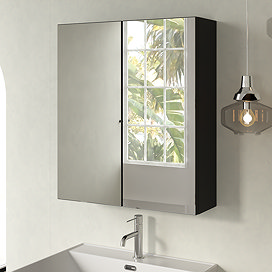 Milan Aura 600mm Mirror Cabinet - Soft Black