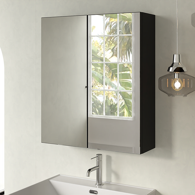 Milan Aura 600mm Mirror Cabinet - Soft Black