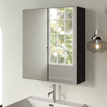 Milan Aura 600mm Mirror Cabinet - Soft Black