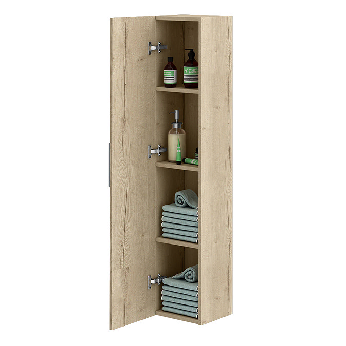 Milan Autumn Oak Framed 300mm Wide Wall Hung Tall Storage Unit