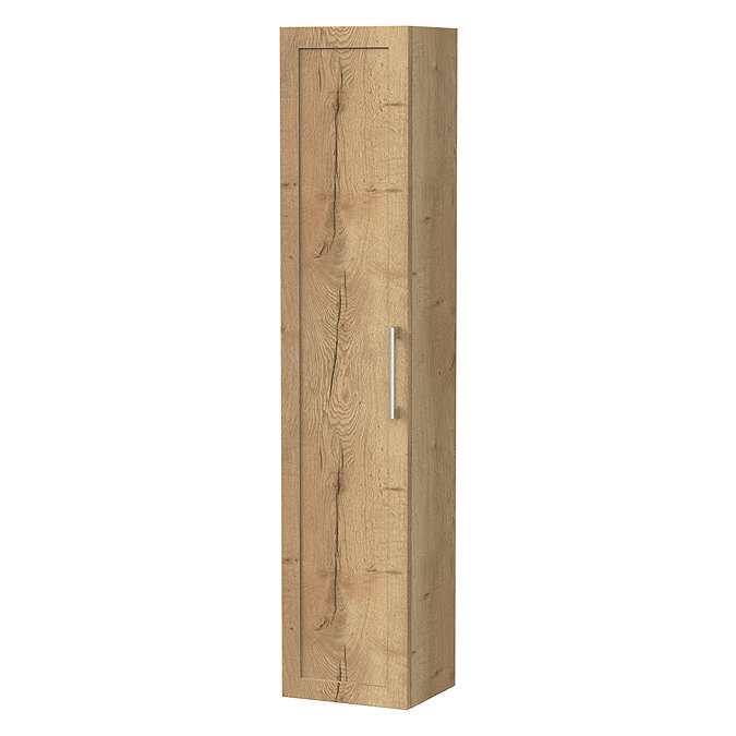 Milan Autumn Oak Framed 300mm Wide Wall Hung Tall Storage Unit