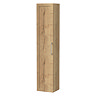 Milan Autumn Oak Framed 300mm Wide Wall Hung Tall Storage Unit