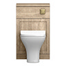 Milan Autumn Oak Framed 500mm WC Unit with Cistern, Brushed Brass Flush + Modern Pan