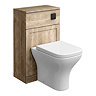 Milan Autumn Oak Framed 500mm WC Unit with Cistern, Matt Black Flush + Modern Pan