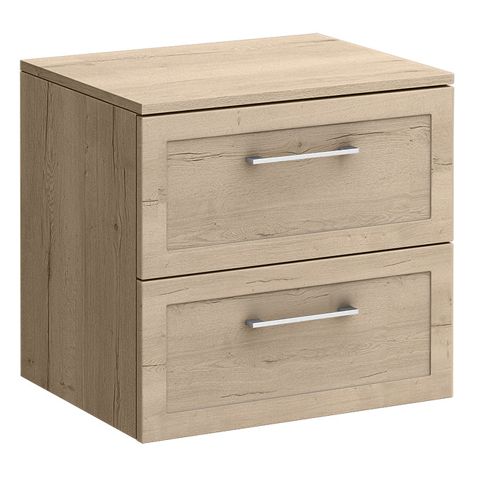 Milan Autumn Oak Framed 600mm Wall Hung 2-Drawer Countertop Vanity Unit