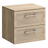 Milan Autumn Oak Framed 600mm Wall Hung 2-Drawer Countertop Vanity Unit