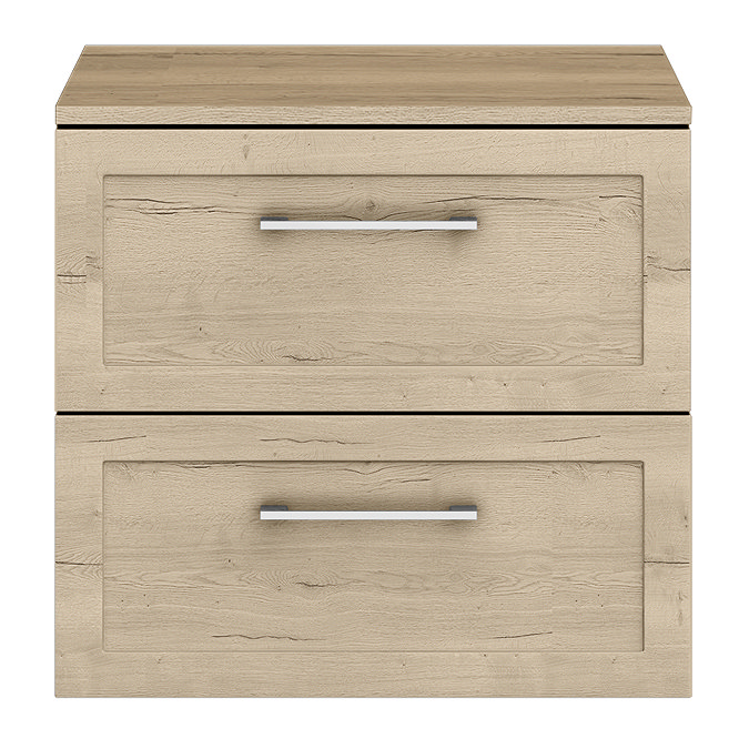 Milan Autumn Oak Framed 600mm Wall Hung 2-Drawer Countertop Vanity Unit