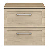 Milan Autumn Oak Framed 600mm Wall Hung 2-Drawer Countertop Vanity Unit
