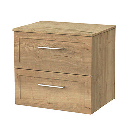 Milan Autumn Oak Framed 600mm Wall Hung 2-Drawer Countertop Vanity Unit