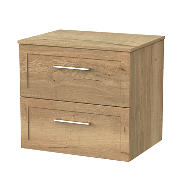 Milan Autumn Oak Framed 600mm Wall Hung 2-Drawer Countertop Vanity Unit