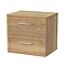 Milan Autumn Oak Framed 600mm Wall Hung 2-Drawer Countertop Vanity Unit