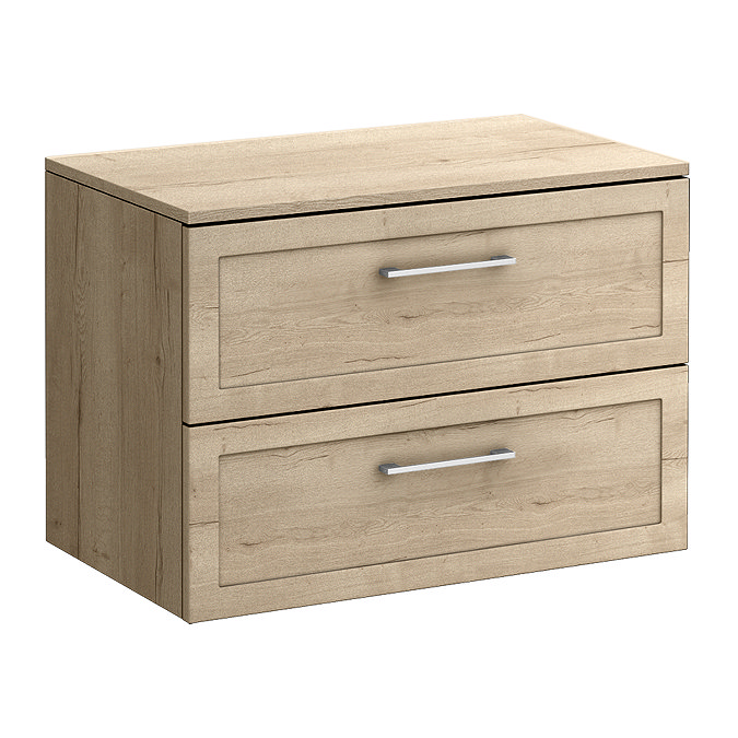 Milan Autumn Oak Framed 800mm Wall Hung 2-Drawer Countertop Vanity Unit