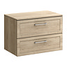 Milan Autumn Oak Framed 800mm Wall Hung 2-Drawer Countertop Vanity Unit