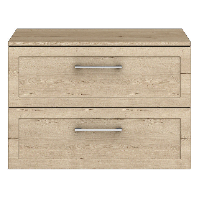 Milan Autumn Oak Framed 800mm Wall Hung 2-Drawer Countertop Vanity Unit