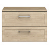 Milan Autumn Oak Framed 800mm Wall Hung 2-Drawer Countertop Vanity Unit