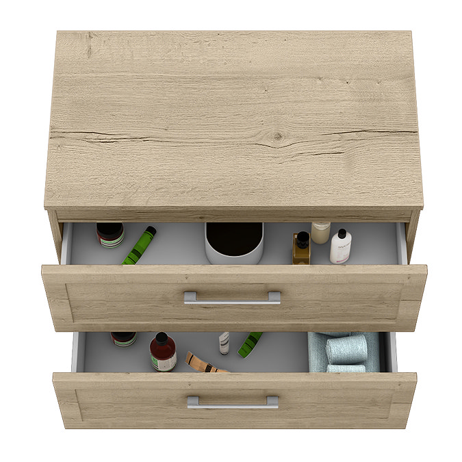 Milan Autumn Oak Framed 800mm Wall Hung 2-Drawer Countertop Vanity Unit