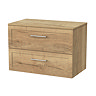 Milan Autumn Oak Framed 800mm Wall Hung 2-Drawer Countertop Vanity Unit