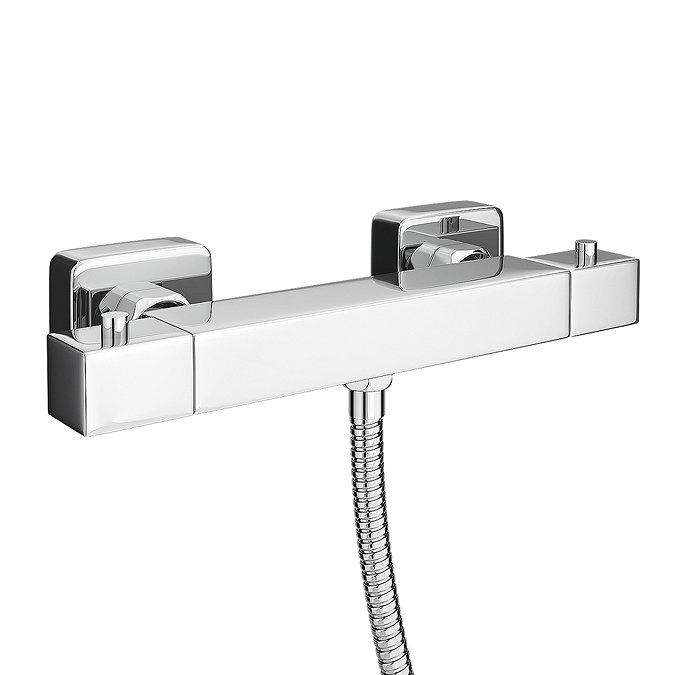 Milan Bar Shower Package w. Flat Minimalist Slider Handset Kit In Bathroom Large Image