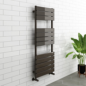 Milan Black Nickel 1200 x 500mm Single Panel Heated Towel Rail Large Image