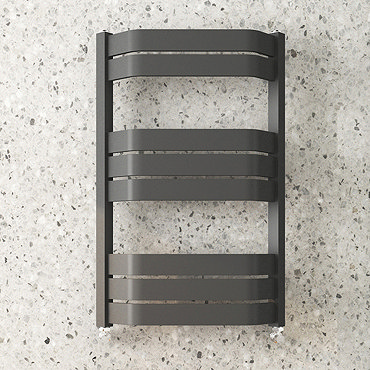 Milan Bow-Fronted Anthracite 850 x 550 Designer Flat Panel Heated Towel Rail  Profile Large Image