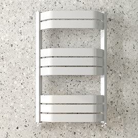Milan Bow-Fronted White 850 x 550 Designer Flat Panel Heated Towel Rail Large Image