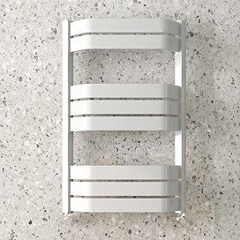 Milan Bow-Fronted White 850 x 550 Designer Flat Panel Heated Towel Rail Large Image
