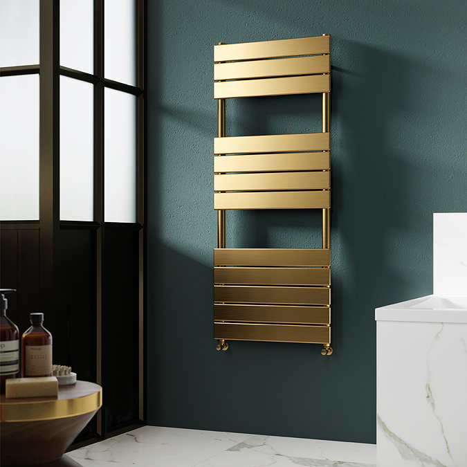 Arezzo Brushed Brass 1200 x 500 Heated Towel Rail