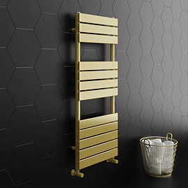 Arezzo Brushed Brass 1200 x 500 Heated Towel Rail Large Image