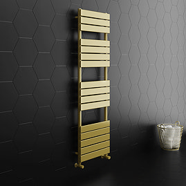 Arezzo Brushed Brass 1600 x 500 Heated Towel Rail Large Image
