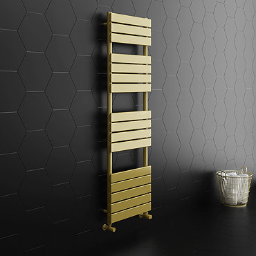 Arezzo Brushed Brass 1600 x 500 Heated Towel Rail  Feature Large Image