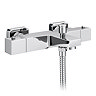 Milan Chrome Thermostatic Bath Shower Mixer Valve with Square Slide Rail Kit