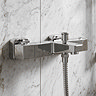 Milan Chrome Thermostatic Bath Shower Mixer Valve with Square Slide Rail Kit