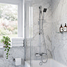 Milan Chrome Thermostatic Bath Shower Mixer Valve with Square Slide Rail Kit