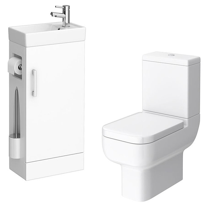 Milan Compact Complete Cloakroom Suite (Toilet & Vanity Unit) Profile Large Image