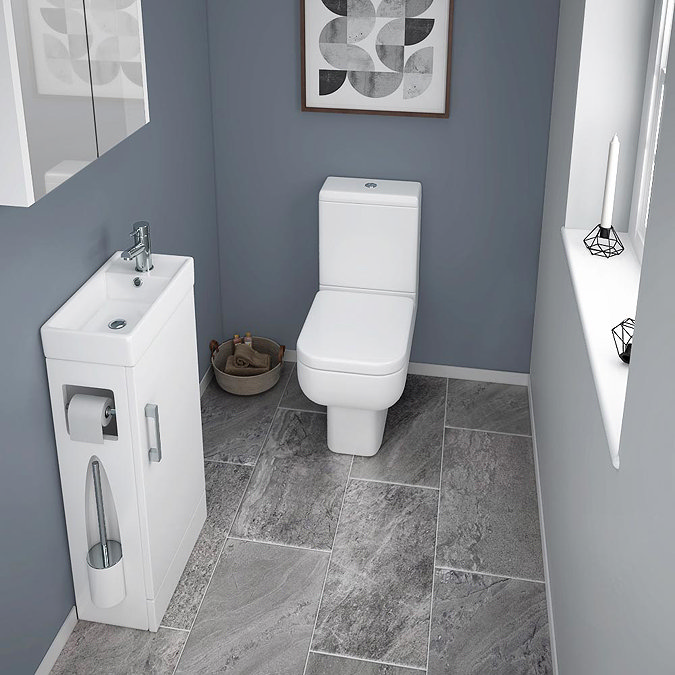 Milan Compact Complete Cloakroom Suite (Toilet & Vanity Unit) Large Image