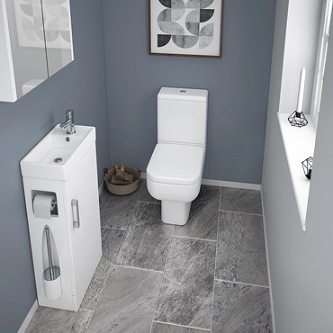 Milan Compact Complete Cloakroom Suite (Toilet & Vanity Unit) Profile Large Image