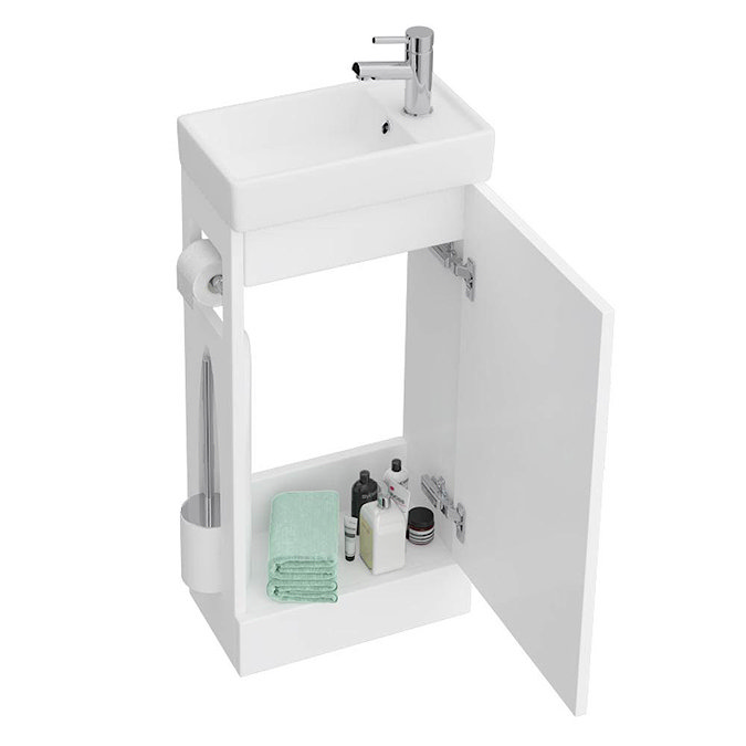 Milan Compact Complete Cloakroom Unit (Gloss White - Depth 220mm)  Standard Large Image