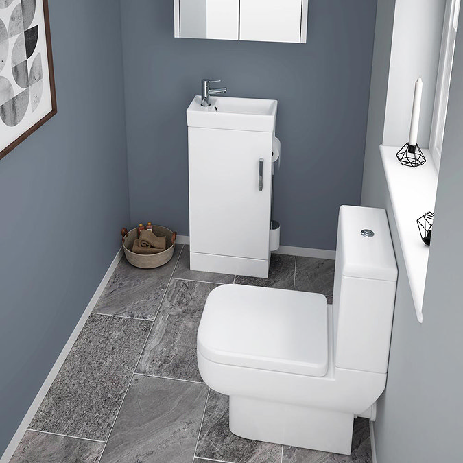 Milan Compact Complete Cloakroom Unit (Gloss White - Depth 220mm) Profile Large Image