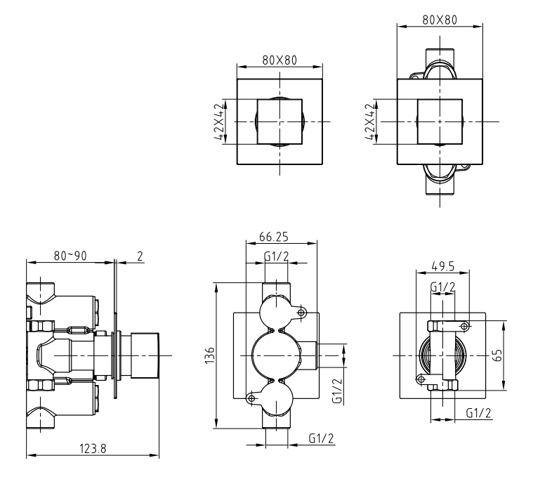 Milan Concealed Individual Stop Tap + Thermostatic Control Shower Valve (For 1 Outlet)
