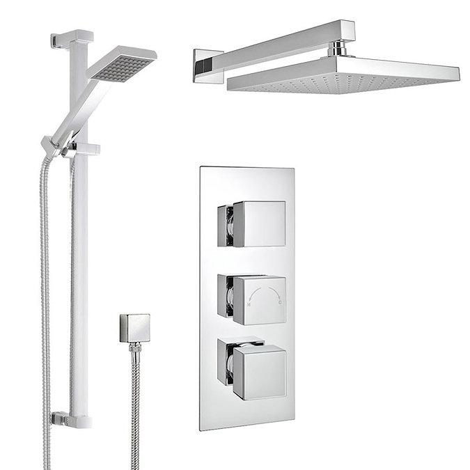 Milan Concealed Shower Valve with Slide Rail Kit + Wall Mounted Fixed Head  Profile Large Image