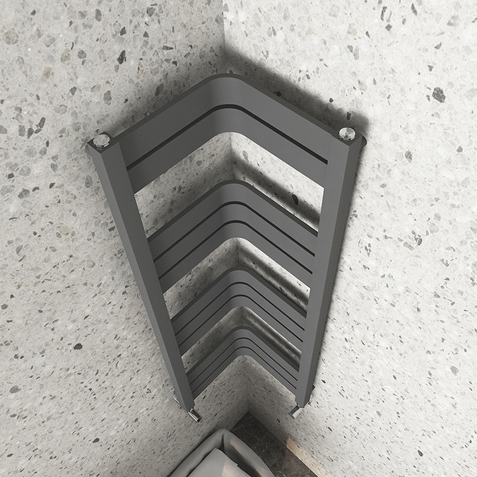Milan Corner Anthracite 1200 x 300 x 300 Heated Towel Rail Profile Large Image