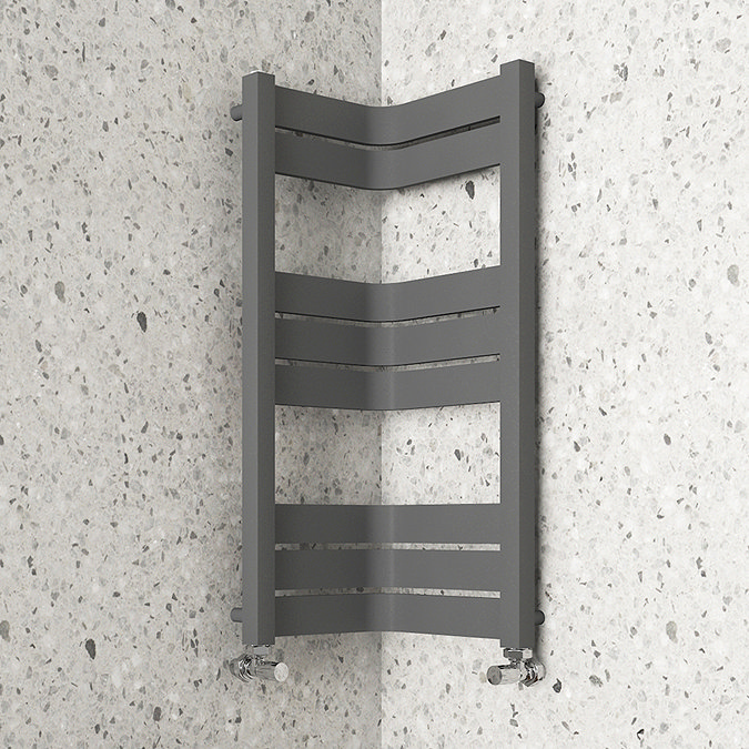 Milan Corner Anthracite 850 x 300 x 300 Heated Towel Rail Large Image